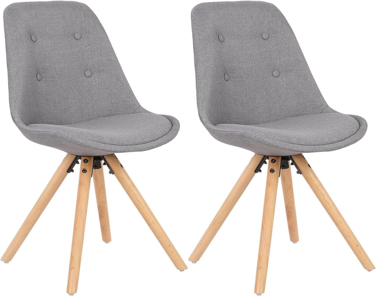 Elegante Esszimmerstühle aus Leinen, Kunststoff & Holz im Braun grau Bild 1