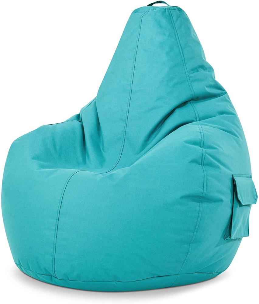 Green Bean© Sitzsack mit Rückenlehne "Cozy" 80x70x90cm - Gaming Chair mit 230L Füllung - Bean Bag Lounge Chair Sitzhocker Aquamarin Bild 1