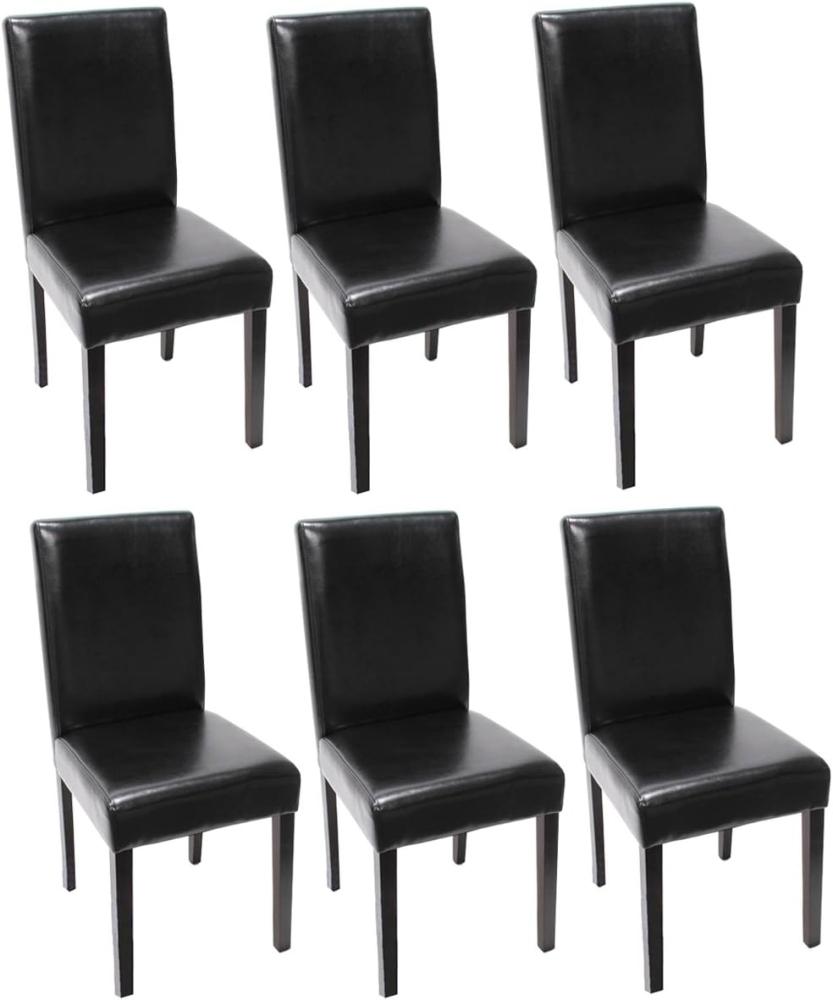 6er-Set Esszimmerstuhl Stuhl Küchenstuhl Littau ~ Leder, schwarz, dunkle Beine Bild 1