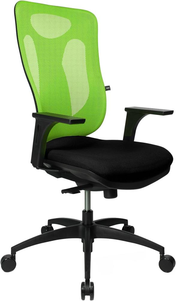 Topstar Net Pro 100 inklusive höhenverstellbaren Armlehnen Bürostuhl, Stoff, schwarz / grün, 59 x 56 x 120 cm Bild 1