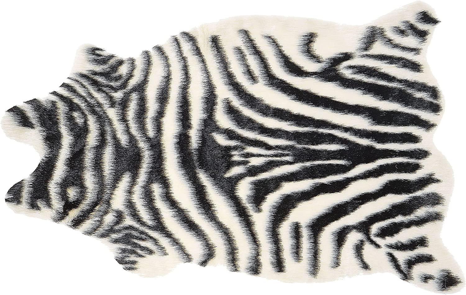 Kunstfell-Teppich Zebra schwarz / weiß 90 cm NAMBUNG Bild 1