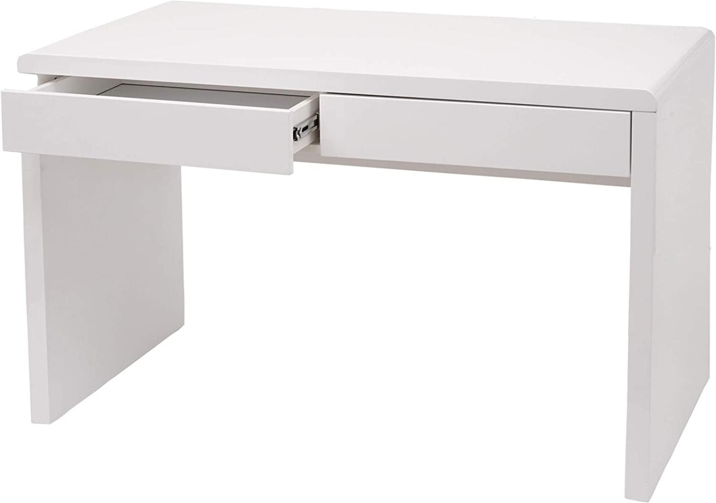 'HWC-G51' Schreibtisch mit 2 Schubladen, Hochglanz Weiß, 75 x 100 x 60 cm Bild 1