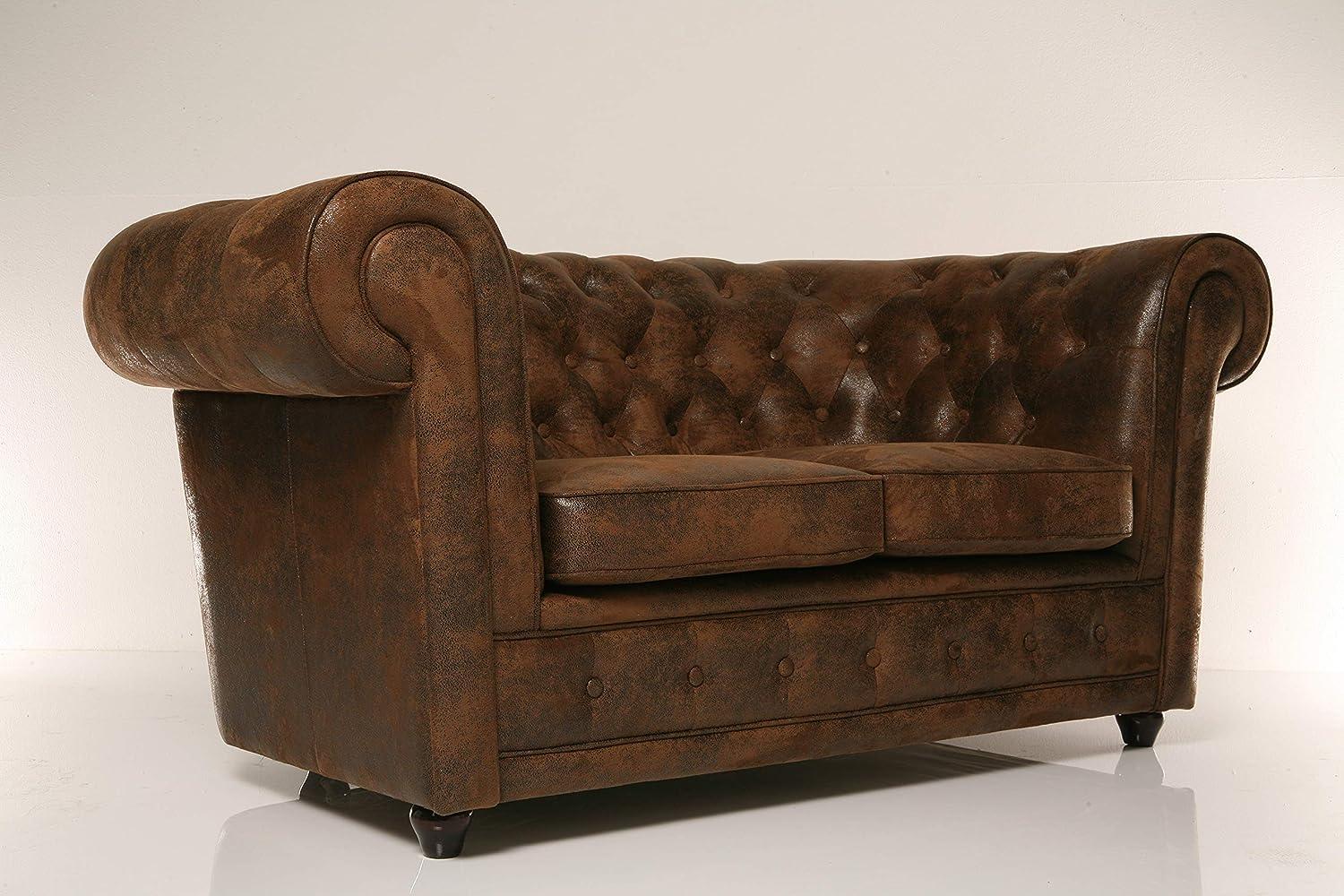 Kare Sofa Oxford 2-Sitzer Vintage Econo, Sitzmöbel in Sitzmöbel in Echtleder Optik, bequeme Ottomane im Vintage-Stil, robuster Couch im Kolonialstil, (H/B/T) 76 x 160 x 92 cm Bild 1