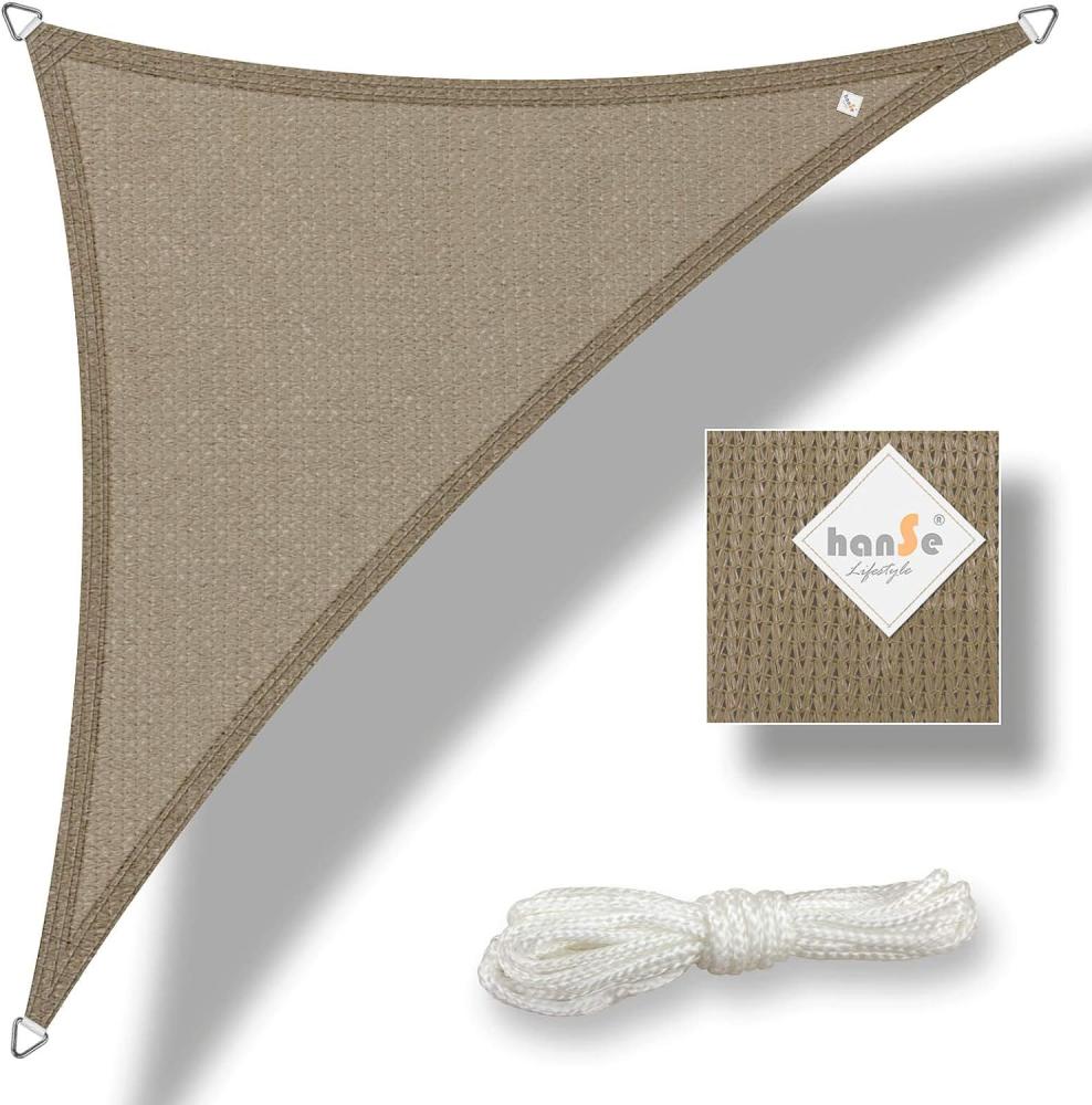 hanSe® Marken Sonnensegel HDPE Dreieck 3x3x3m Taupe UV-Schutz Sonnenschutz Schattenspender Bild 1