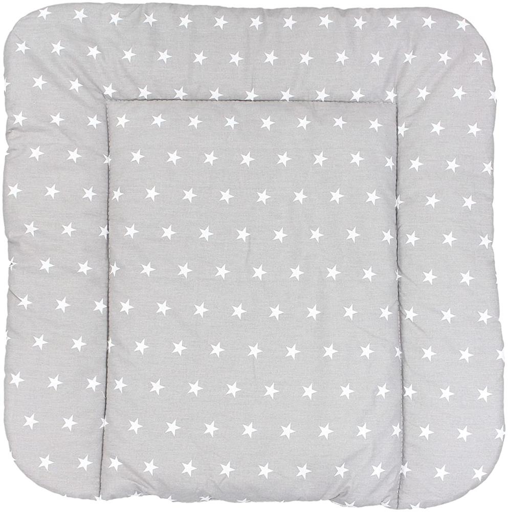 TupTam Baby Wickeltischauflage mit Baumwollbezug Gemustert, Farbe: Sterne Grau, Größe: 75 x 85 cm Bild 1