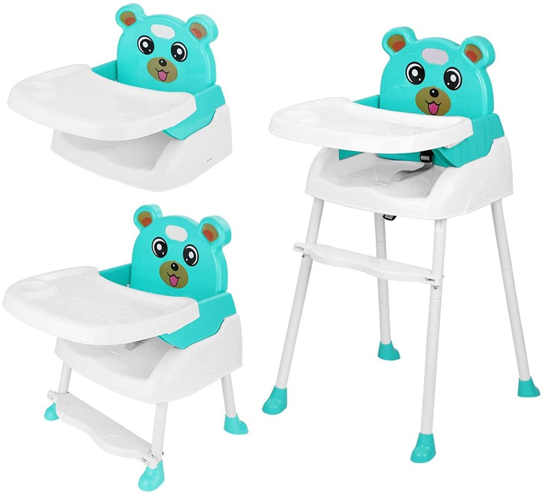 YORKING 4 in1 Kinderhochstuhl Höhenverstellbar Babyhochstuhl mit tisch Essstuhl Treppenhochstuhl Klappbar für Babystuhl Grün Bild 1
