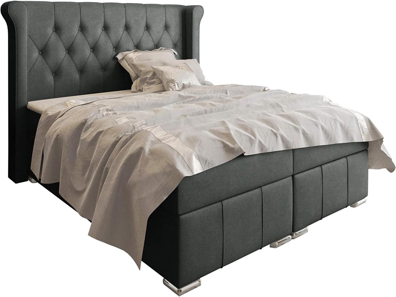 Stylefy 'Alonzo' Boxspringbett, Strukturstoff Inari Dunkelgrau 120 x 200 cm Bild 1