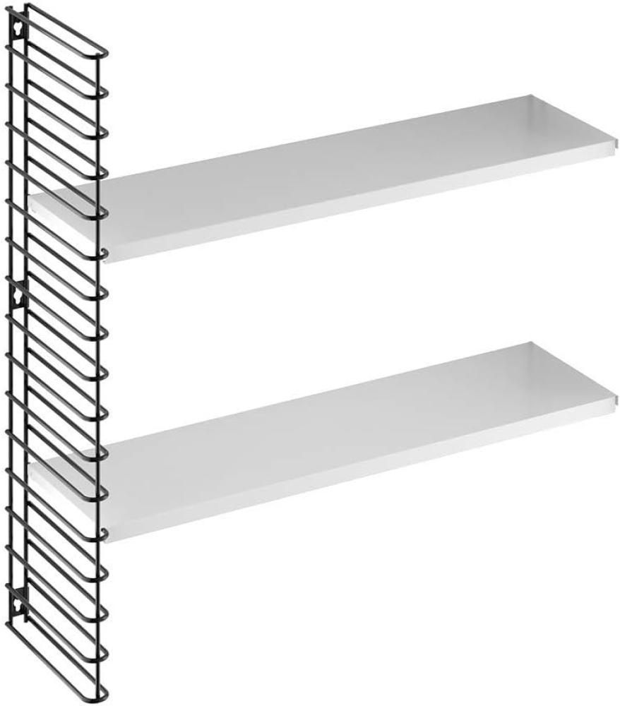 METALTEX 377613000 TOMADO Bücherregal Erweiterungsset mit 2 weißen Böden u. 1 Seitengitter in schwarz / TOMADO-Regalsystem-Erweiterung Bild 1