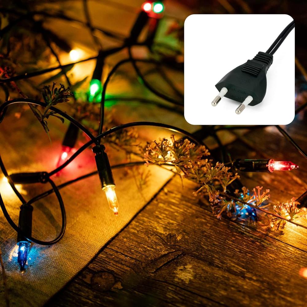 hellum Pisello LED-Lichterkette innen, 220V strombetrieben Lichterkette bunt 50er LED beleuchtete Länge 7,35m, Kabel grün Wohnzimmer DIY Dekoration Weihnachtsbaum Stecker für Innen 560534 Bild 1