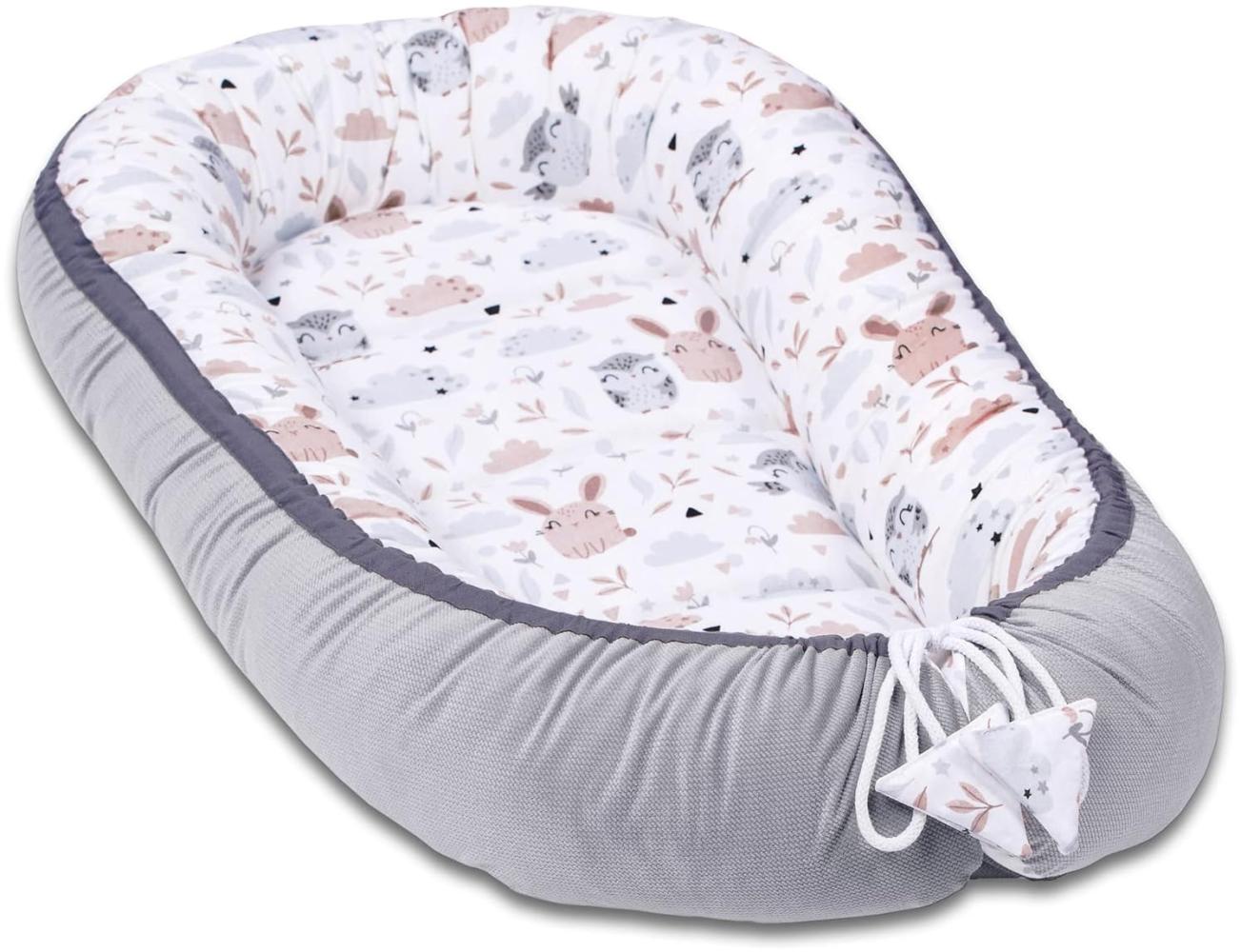 Pepi - Baby-Nest - Nestchen Baby - Baby-Nestchen für Neugeborene - Kuschelnest mit antiallergischer Füllung - Kokon aus Velvet und Baumwolle Bild 1