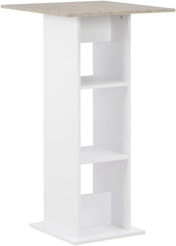 Bartisch Weiß und Beton 60 x 60 x 110 cm Bild 1