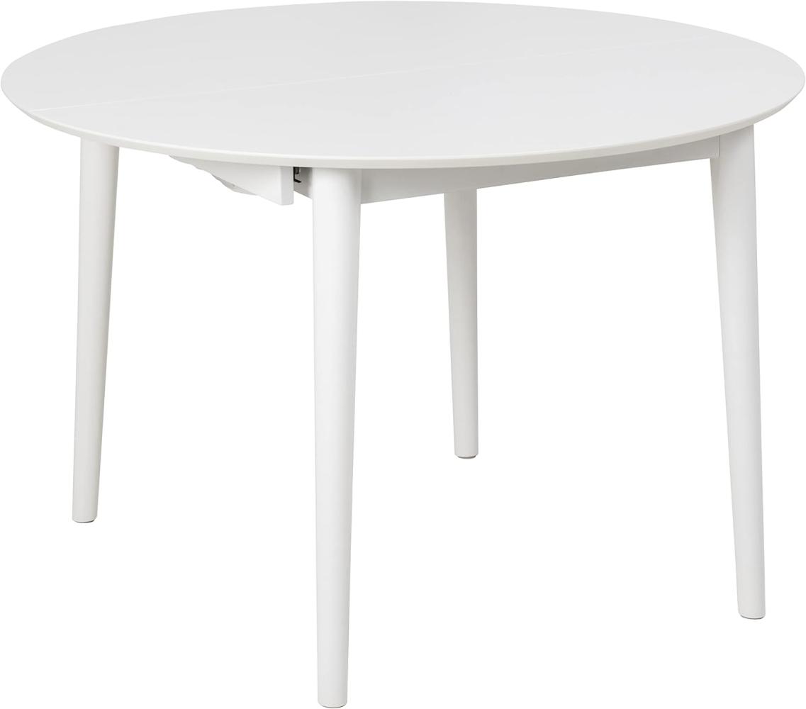 AC Design Furniture Monty Ausziehbarer Esstisch für 6 Personen, Runde Tischplatte in Weiß mit Runden Beinen, Küchentisch mit Ausziehplatte, Ø: 115 x H: 75 cm Bild 1