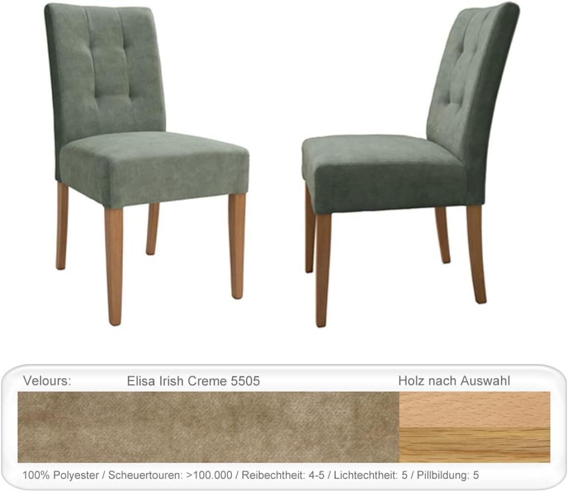 4x Stuhl Agnes 1 ohne Griff Varianten Polsterstuhl Massivholzstuhl Eiche natur lackiert, Elisa Irish Creme Bild 1