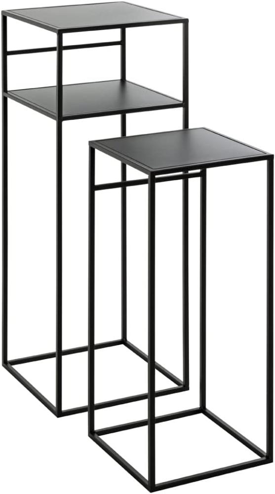 HAKU Möbel Beistelltisch 2er Set, Metall, schwarz, B 26 x T 26 x H 63 cm / B 30 x T 30 x H 85 cm Bild 1
