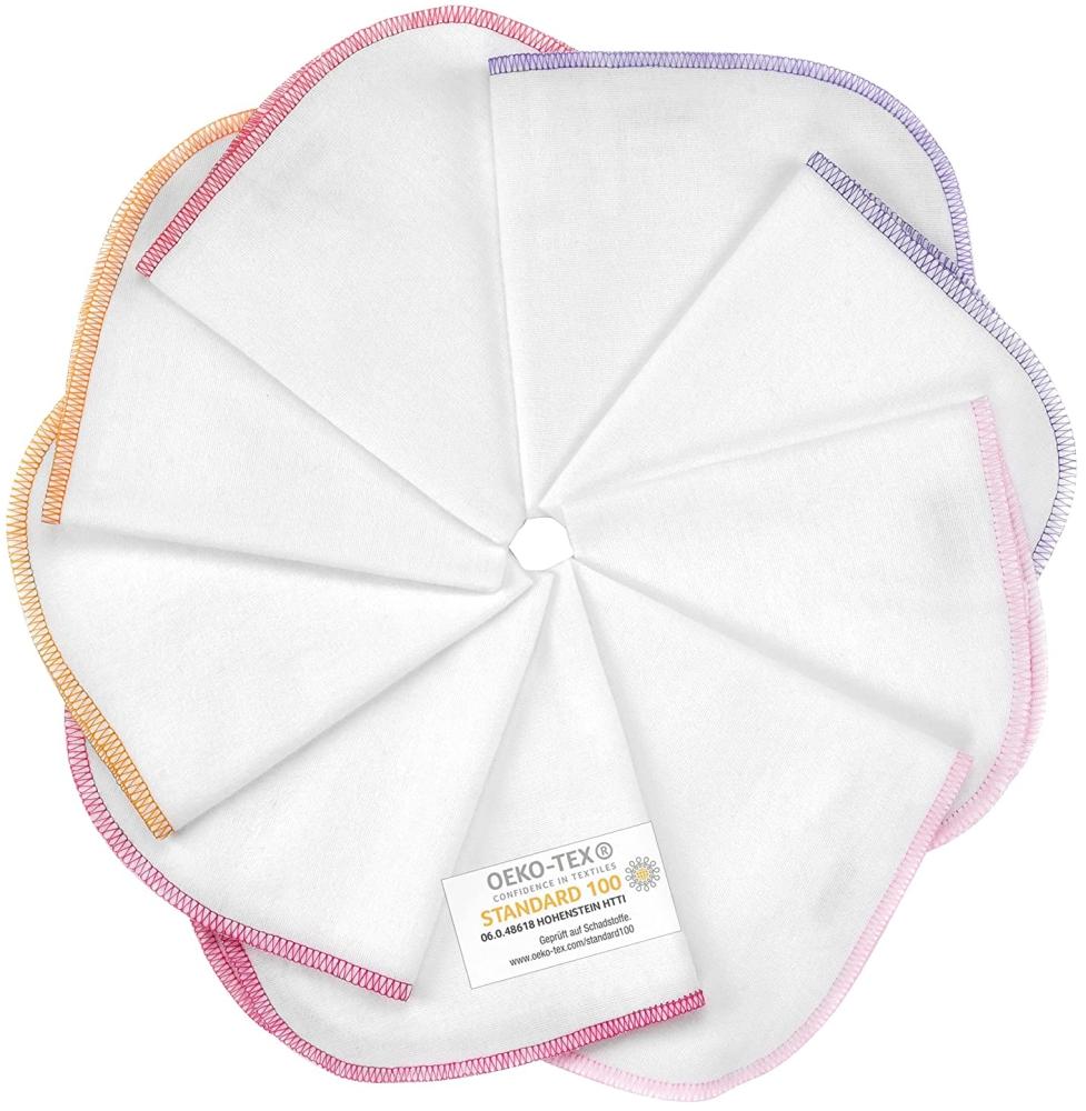 Makian Molton Baby Waschlappen Set mit Schlaufe, 30x30 cm - 9 Stück Moltontücher aus 100% Baumwolle, schadstoffgeprüft nach Öko-Tex Standard 100 - Weiß mit buntem Rand (Rosa Pink) Bild 1