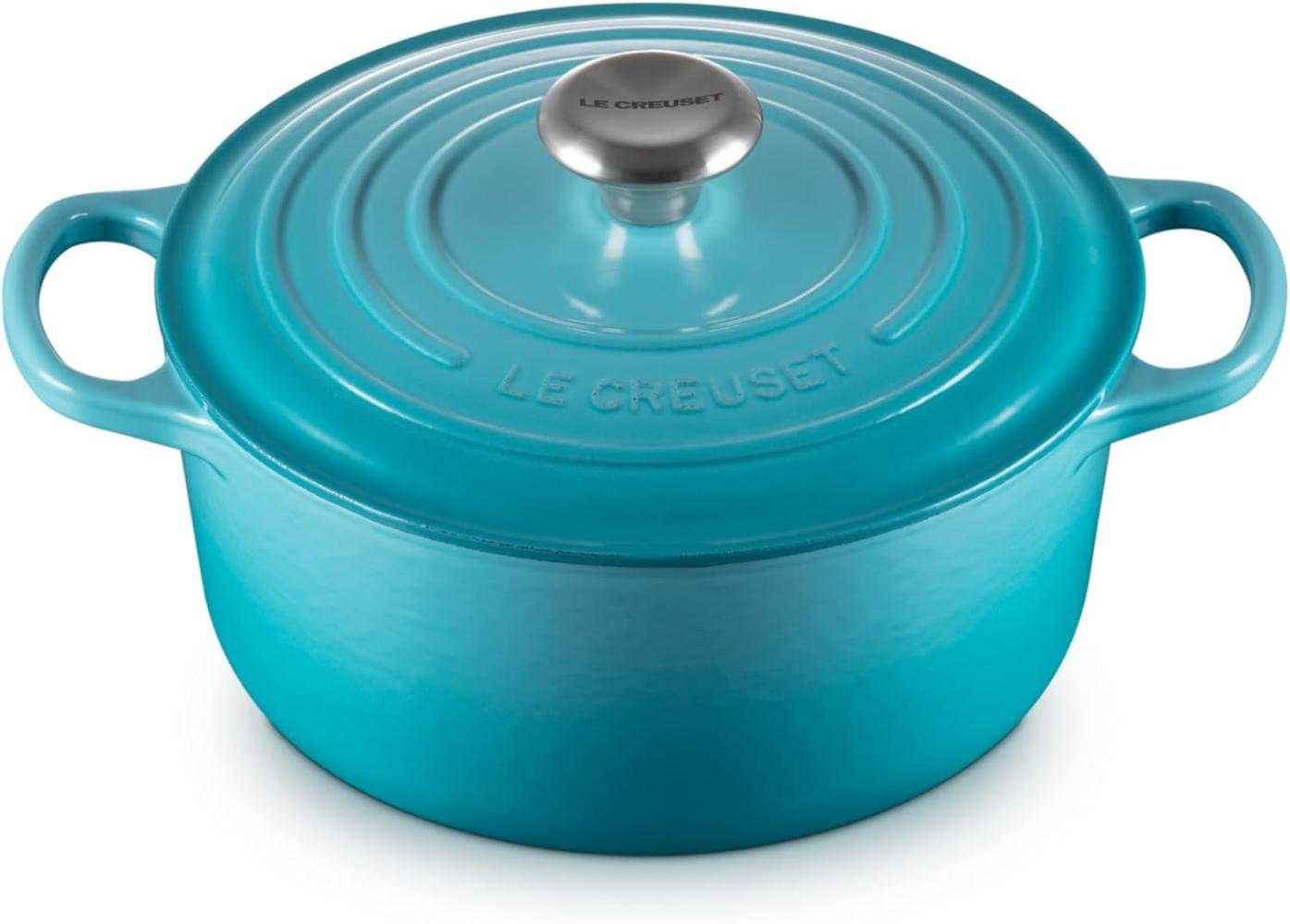 Le Creuset Signature Gusseisen-Bräter mit Deckel, Für alle Herdarten und Induktion geeignet, Rund, Karibik, 24,0 cm, 4.2 Bild 1