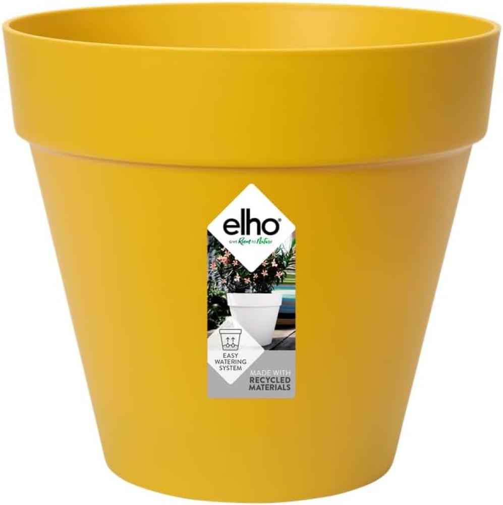 elho Loft Urban Rund 30 - Blumentopf für Außen - 100% recyceltem Plastik - Ø 28. 5 x H 26. 0 cm - Gelb/Ocker Bild 1