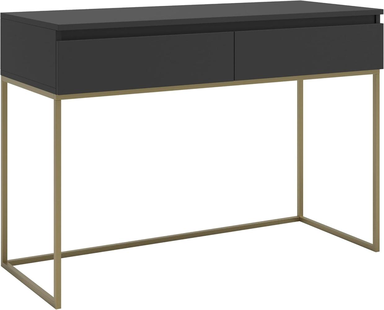 Selsey Bemmi - Schminktisch Schreibtisch, Schwaz mit goldenem Metallgestell, 120 cm Bild 1