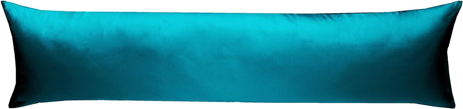 Mako-Satin Baumwollsatin Bettwäsche Uni einfarbig zum Kombinieren (Seitenschläferkissen Bezug 40 x 200 cm, Petrol blau) Bild 1