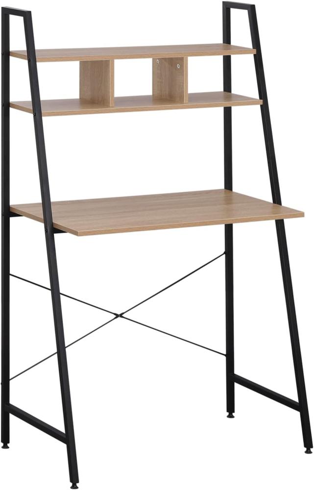 Arbeitstisch mit Ablage, Holz/ Metall, schwarz-rostfarben, 140 x 46 x 84 cm Bild 1