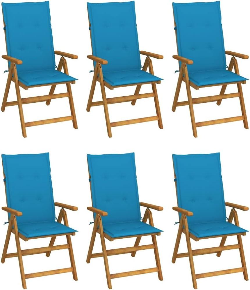 Klappbare Gartenstühle 6 Stk. mit Auflagen Massivholz Akazie Bild 1