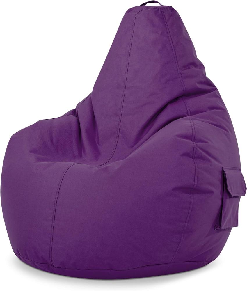 Green Bean© Sitzsack mit Rückenlehne "Cozy" 80x70x90cm - Gaming Chair mit 230L Füllung - Bean Bag Lounge Chair Sitzhocker Lila Bild 1