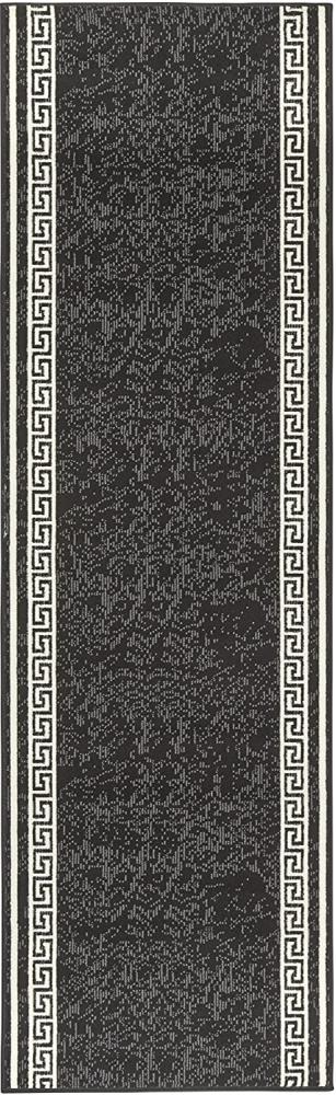 Kurzflor Teppich Läufer Casa Schwarz Creme - 80x300x0,9cm Bild 1