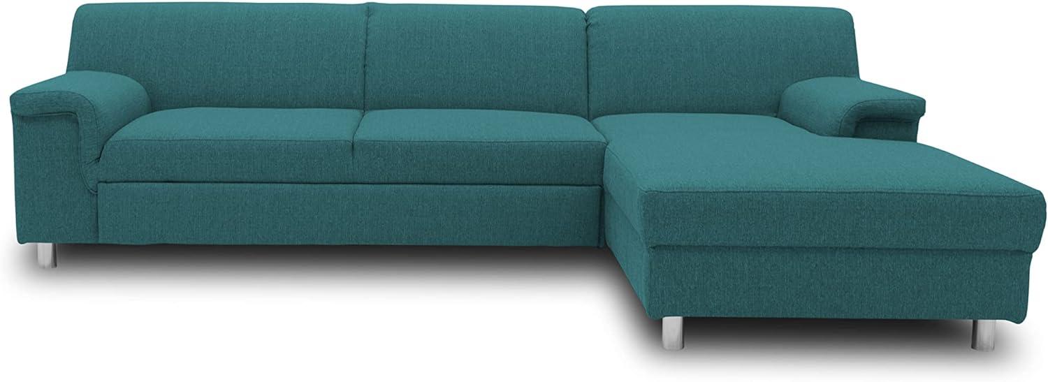 DOMO Collection Junin Ecksofa, Sofa in L-Form mit Schlaffunktion, Couch Polsterecke, Moderne Eckcouch, Petrol, 251 x 150 cm Bild 1