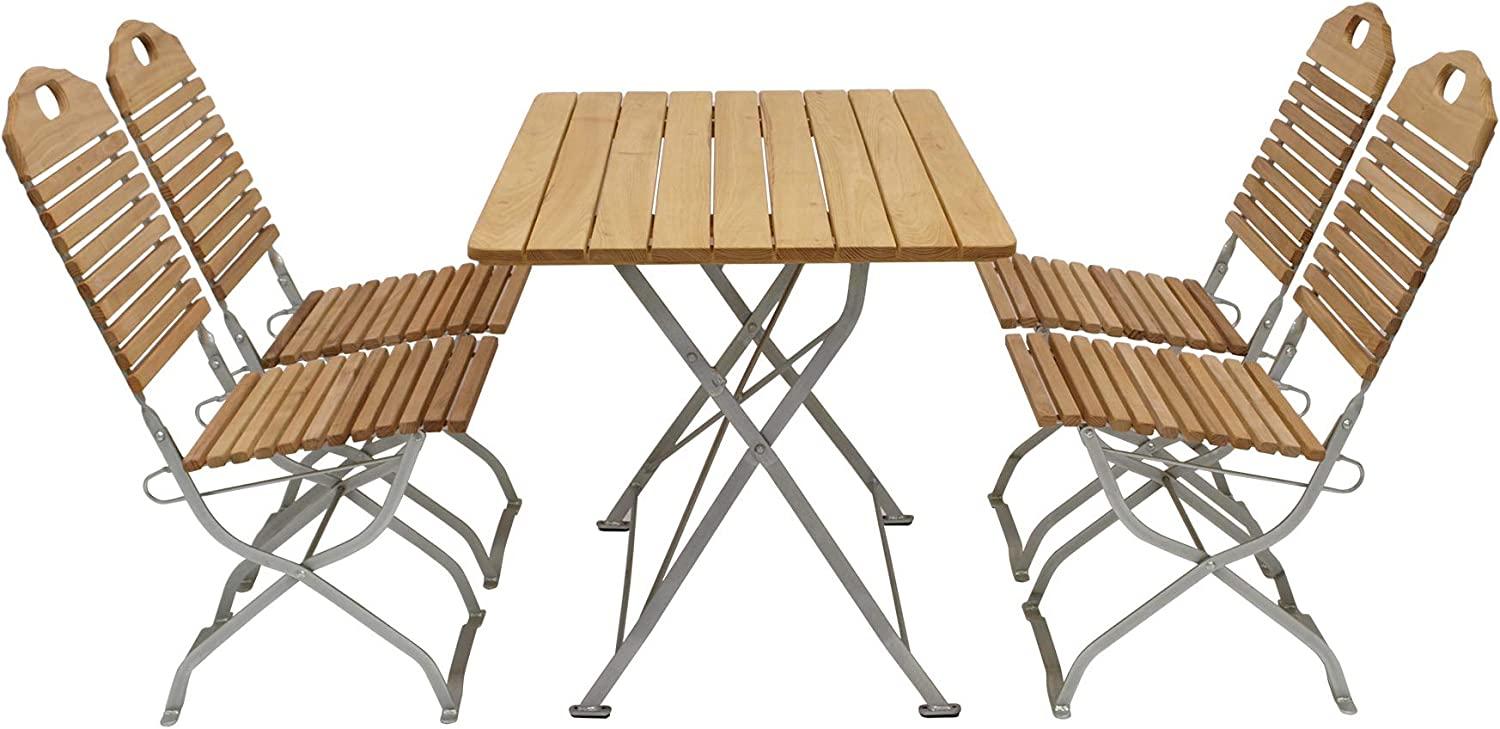 Kurgarten - Garnitur BAD TÖLZ 5-teilig (4x Stuhl, 1x Tisch 70x110cm), Flachstahl verzinkt + Robinie, klappbar Bild 1