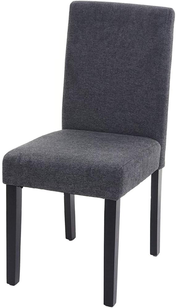 Esszimmerstuhl Littau, Küchenstuhl Stuhl, Stoff/Textil ~ anthrazitgrau, dunkle Beine Bild 1