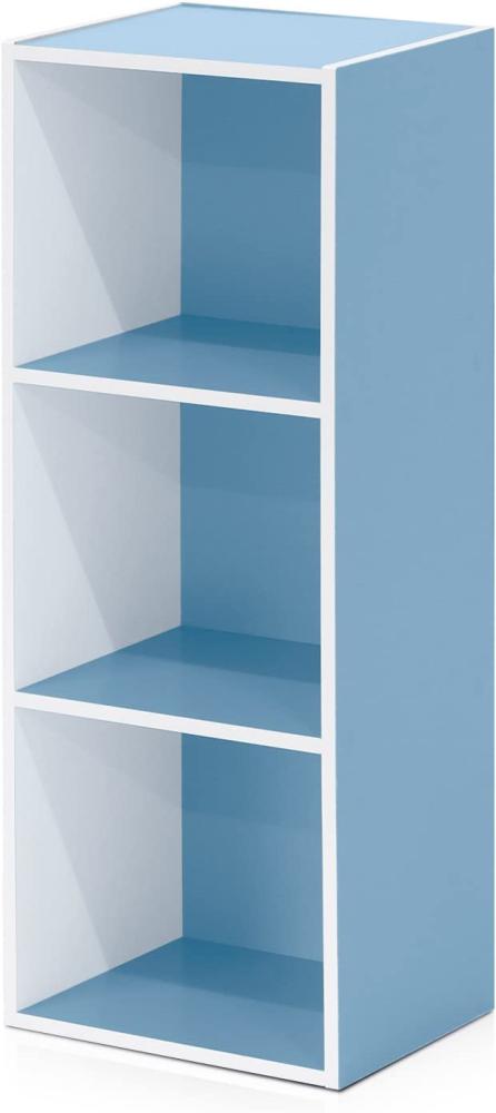 Furinno offenes Bucherregal mit 3 Fächern, Holz, Weiß/Hellblau, 30. 5 x 23. 6 x 80 cm Bild 1
