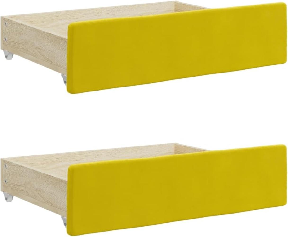 vidaXL Bettschubladen 2 Stk. Gelb Holzwerkstoff und Samt Bild 1