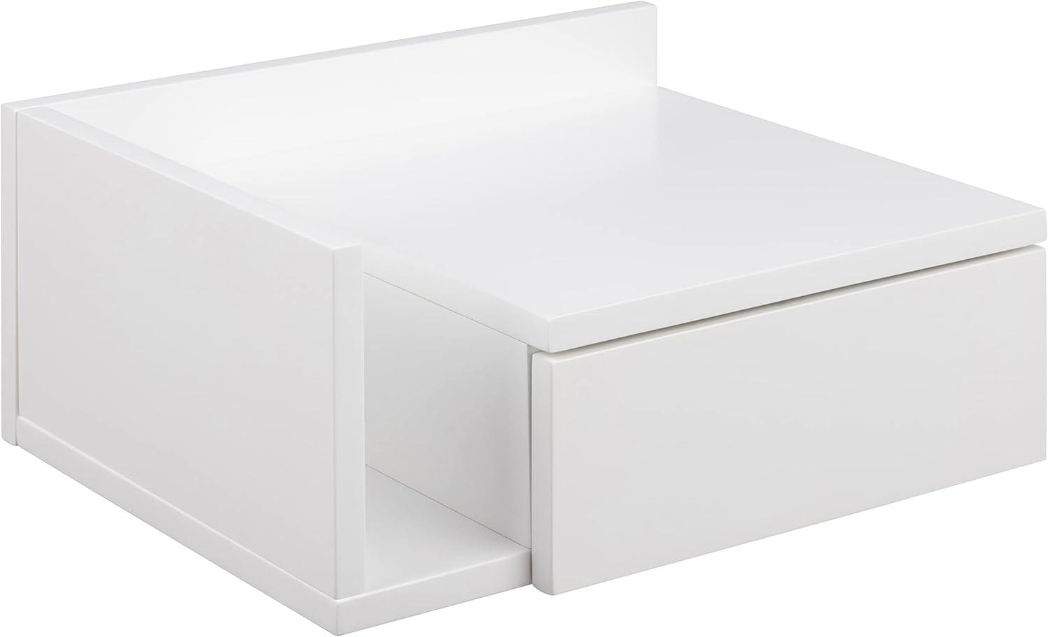 AC Design Furniture Fia weißer Nachttisch mit 1 Schublade, Weißer Wandschrank, minimalistischer Nachtschrank im Skandinavischen Stil, Wandregal mit Schublade, B: 40 x T: 32 x H: 16,5 cm, 1 Stk Bild 1