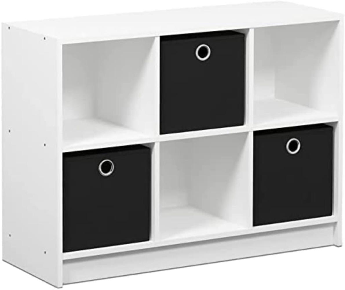 Furinno Basic Bücherregal mit 6 Fächern und 3 Einschüben, holz, Weiß/schwarz, 30. 23 x 30. 23 x 59. 94 cm Bild 1