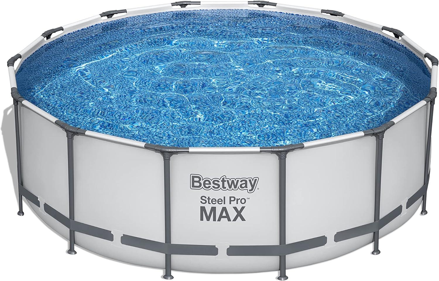Steel Pro MAX™ Frame Pool Komplett-Set mit Filterpumpe Ø 427 x 122 cm, lichtgrau, rund Bild 1