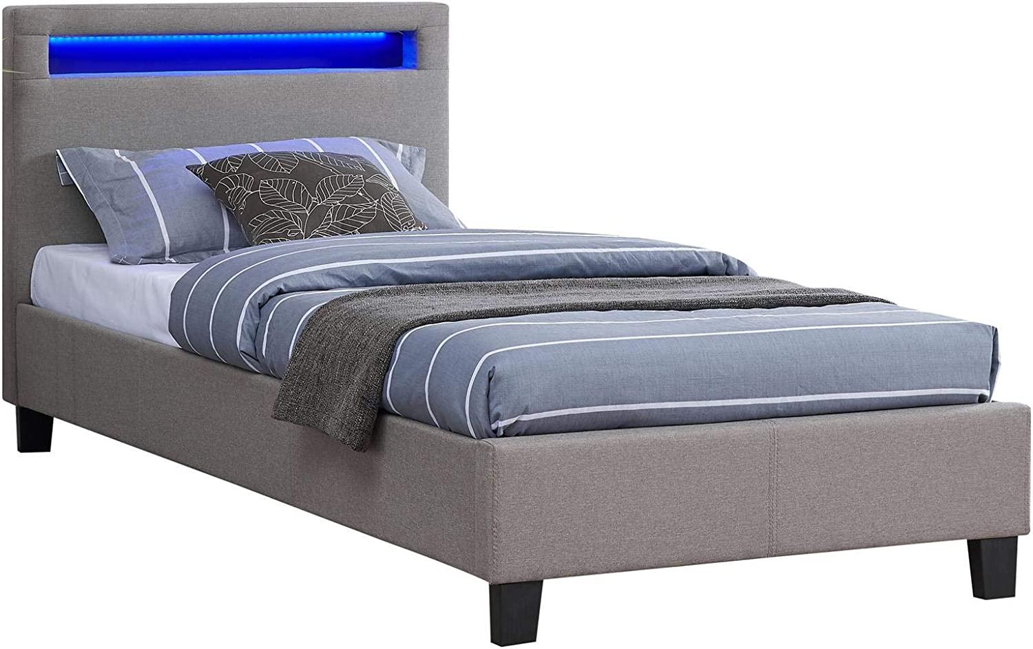 CARO-Möbel 'HIMALAYA' Polsterbett mit LED 90 x 200 cm, weiß Bild 1
