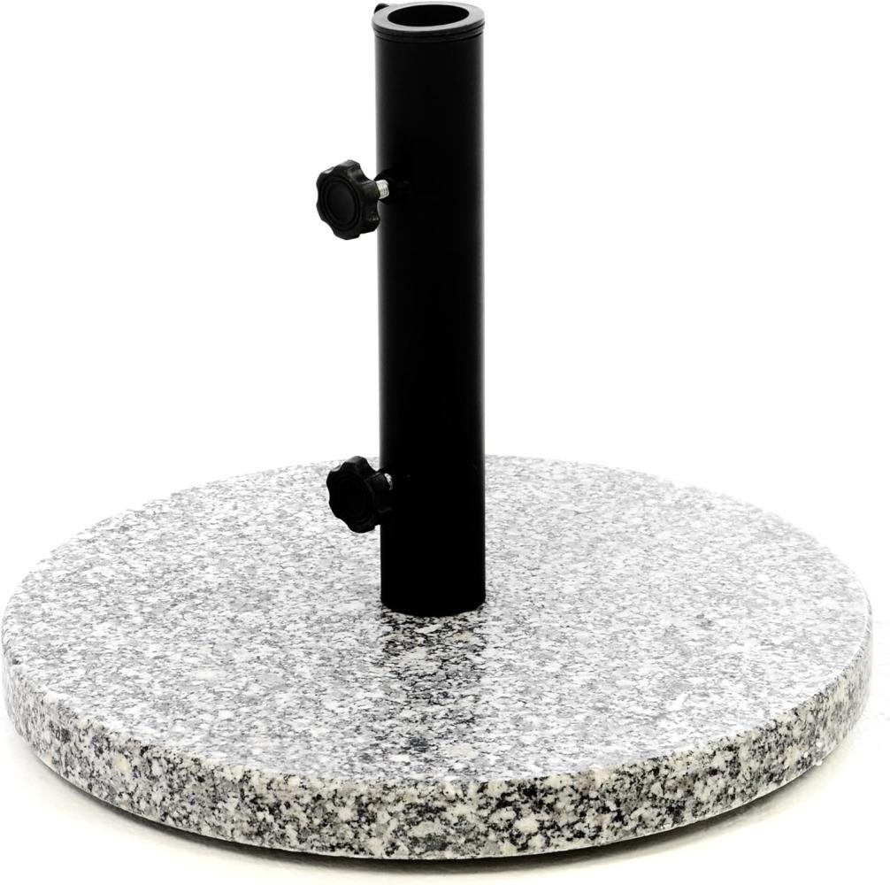 Nexos Sonnenschirmständer Granit grau 40cm rund Schirmständer Edelstahlrohr mit Feststellschrauben und 3 Standfüße Kunststoffringe 10 kg Bild 1