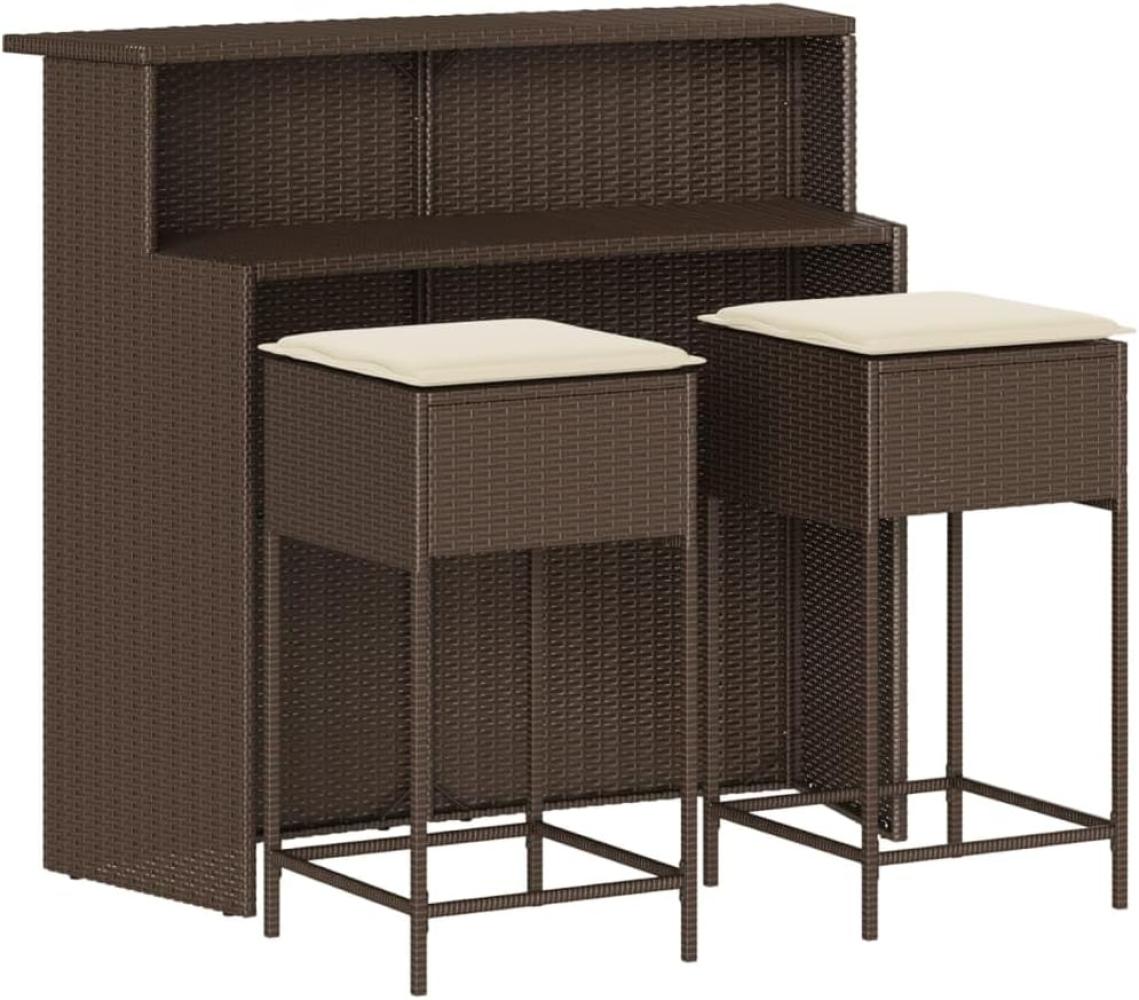 3-tlg. Gartenbar-Set mit Kissen Braun Poly Rattan 3261484 Bild 1