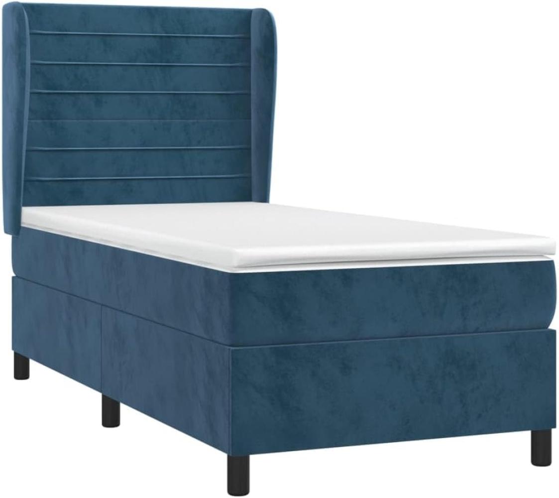 vidaXL Boxspringbett mit Matratze Dunkelblau 100x200 cm Samt 3129259 Bild 1