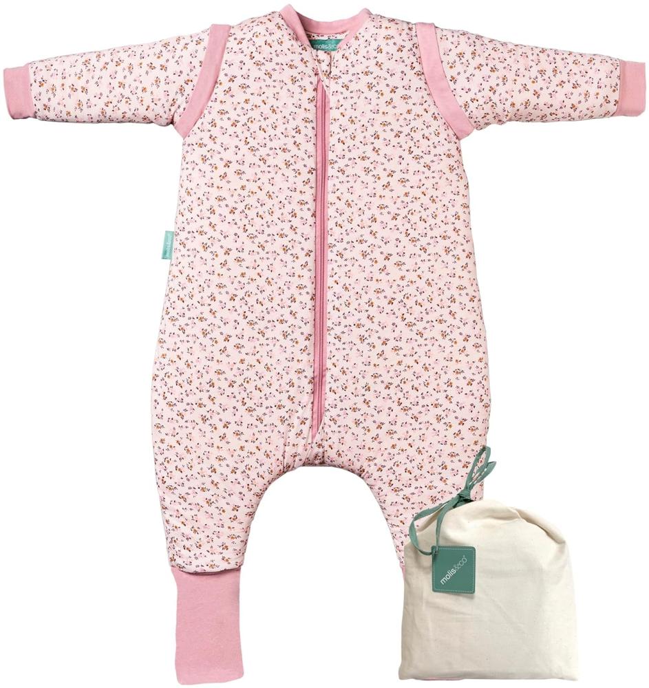 molis&co - Baby Schlafsack mit Füßen, abnehmbare Ärmel und Socken - Ideal für den Winter - Babyschlafsack mit Füßen 2.5 tog - 100% Baumwolle (Oeko-TEX 100), Premium Qualität - Misty Rose (70 cm) Bild 1