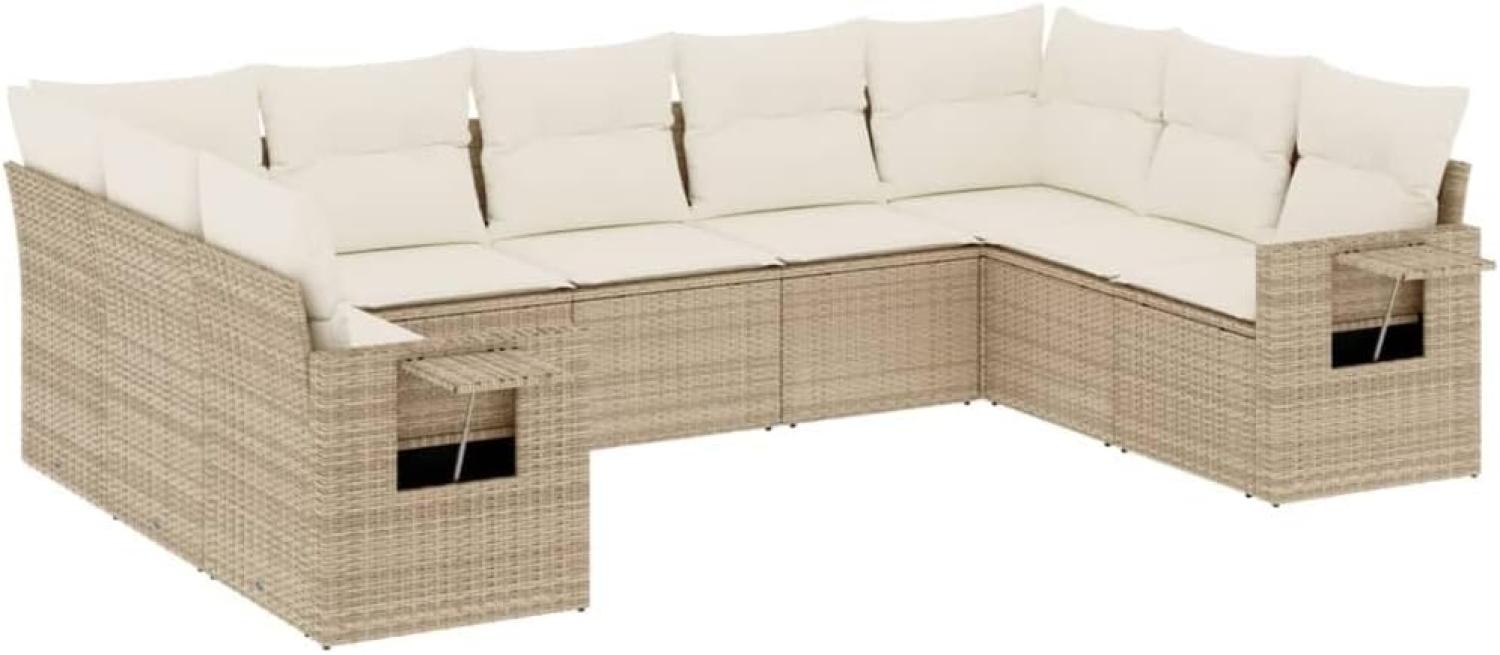 9-tlg. Garten-Sofagarnitur mit Kissen Beige Poly Rattan 3220597 Bild 1