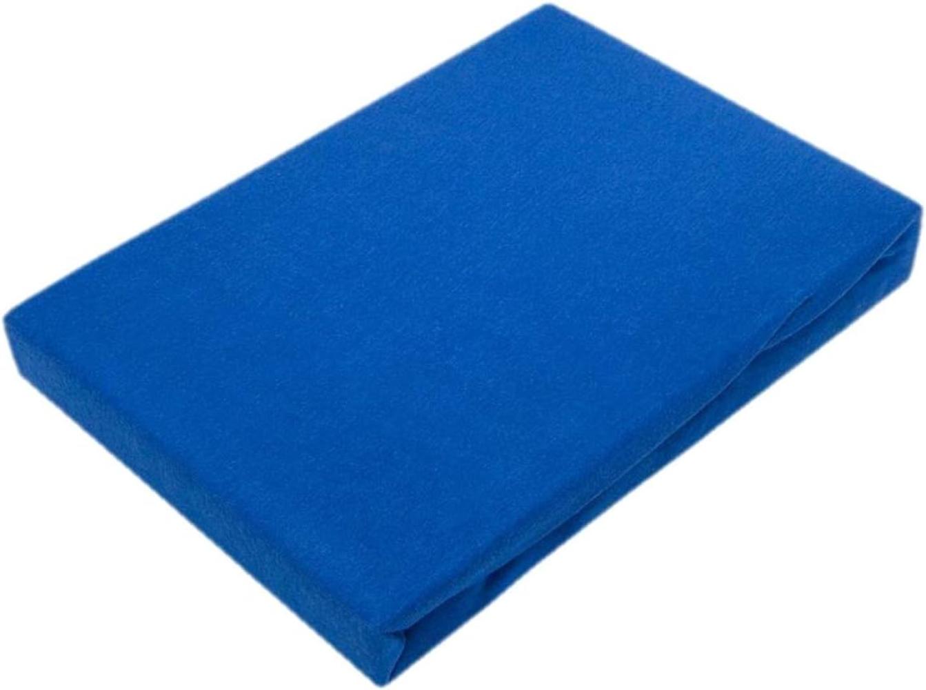 Jersey Spannbettlaken für Wasserbetten Rundumgummizug 200 x 220 cm Royalblau Bild 1