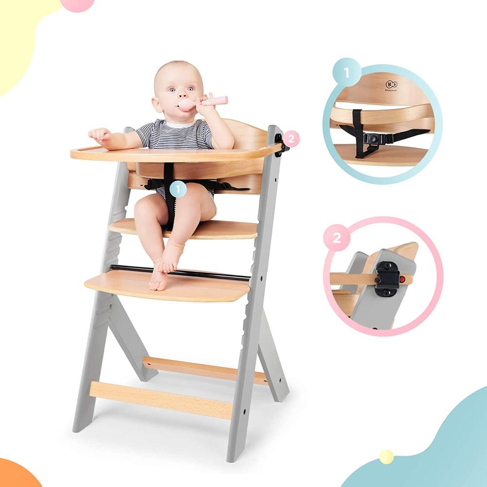 KinderKraft Kinderkraft ENOCK feeding chair wooden gray legs Bild 1