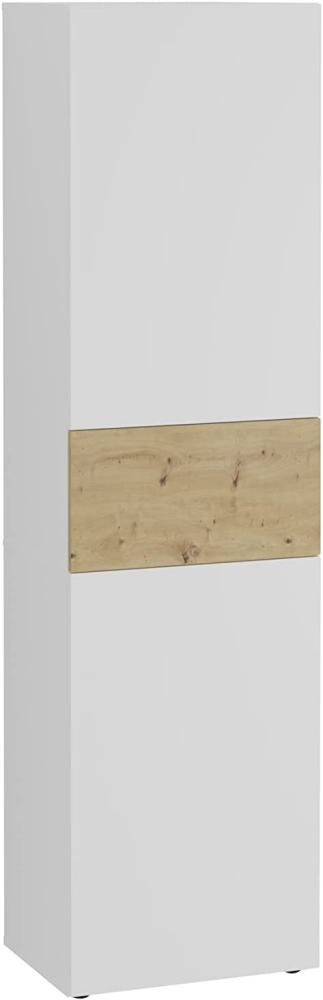 FMD Möbel - BELM 6 - Garderobenschrank m. 2 Türen - melaminharzbeschichtete Spanplatte - Brillantweiß / Artisan Eiche - 5,4 x 19,9 x 4cm Bild 1