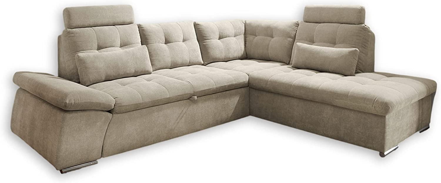 Ecksofa Couch NALO Sofa Schlafcouch Bettsofa sand beige L-Form rechts Bild 1