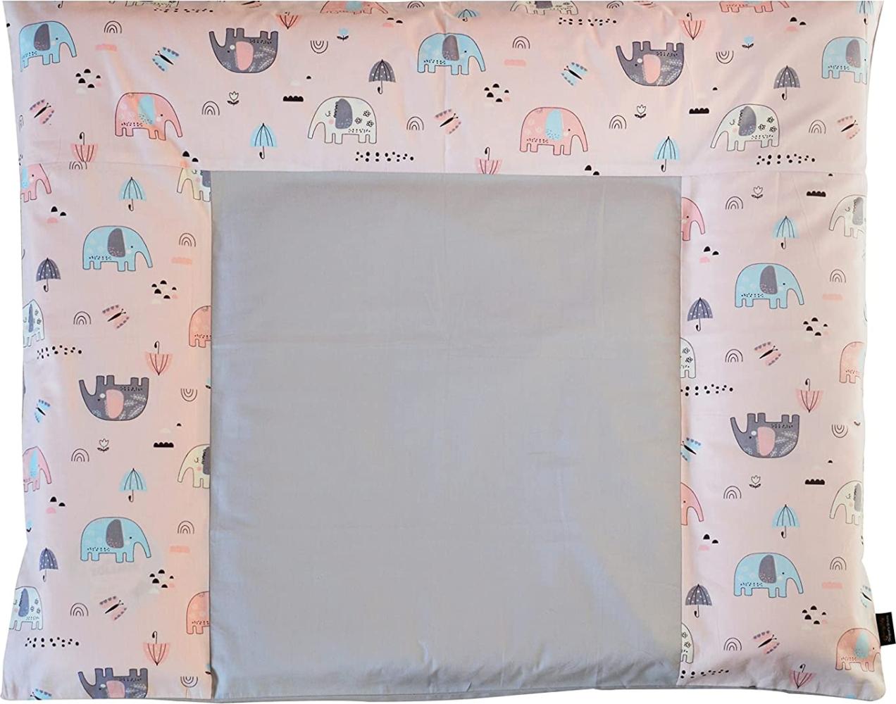 Wickelauflagenbezug 75x85 cm - Elefant Rosa- abnehmbarer Bezug für Wickelauflage 85X75 aus 100% Baumwolle Bild 1