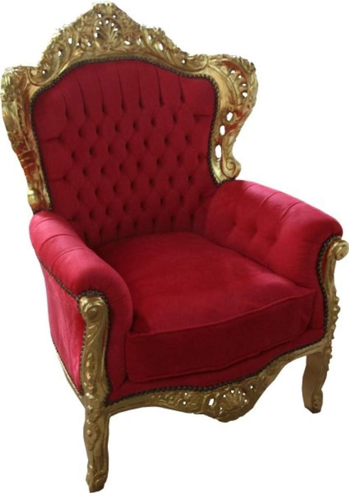 Casa Padrino Barock Sessel King Rot / Gold Mod2 - Möbel im Antikstil Bild 1