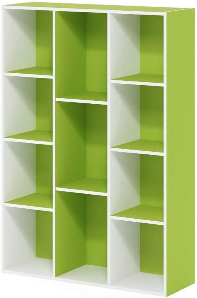 Furinno offenes Bücherregal mit 7 Fächern, Holz, Weiß/Grün, 73. 9 x 23. 98 x 105. 9 cm Bild 1