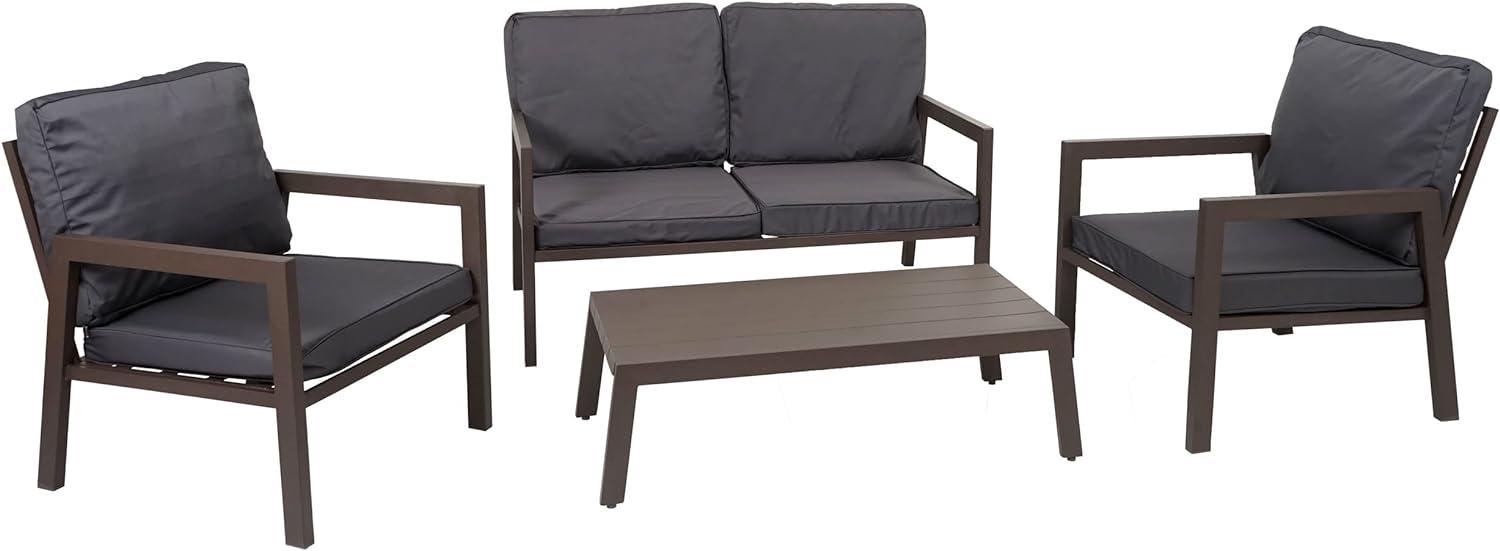 Garnitur HWC-L64, Gartenlounge Gartengarnitur Lounge-Set Sitzgruppe Sofa, Metall ~ Polster grau Bild 1