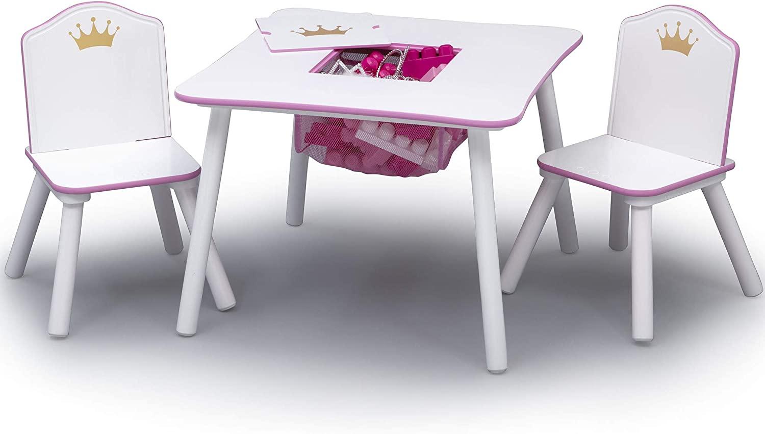 Delta Children Princess Crown Kinderstuhl-Set und Tisch Weiß und Rosa Bild 1